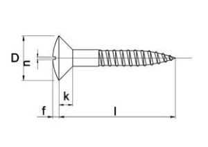 Afbeeldingen van Houtschroef, 3.0 x 12 mm, bolverzonken kop, messing