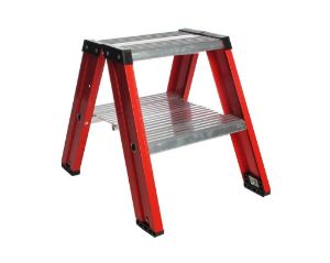 Afbeeldingen van Kelfort Trap MAGNUS 2x2 gecoat aluminium rood met beugel