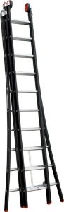 Afbeeldingen van Kelfort Opsteekladder MAGNUS 3x14 gecoat aluminium 3 delig zwart