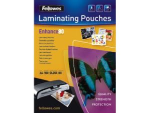 Afbeeldingen van Fellowes lamineerhoes, a4, 80 micron, verpakking 100 vel, 5306114, glanzend