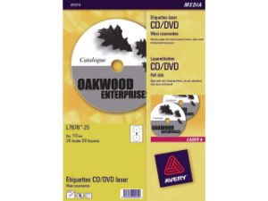 Afbeeldingen van Avery etiket cd, laser inkjet, l7676-25, opaal