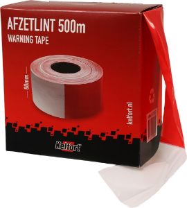 Afbeeldingen van Kelfort Afzetlint rood/wit 80mm x 500 meter