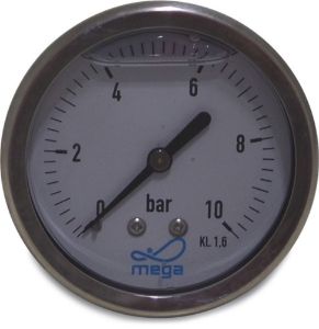 Afbeeldingen van Mega Manometer droog 0-16 Bar achteraansluiting 1/4"