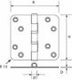 Afbeeldingen van DX Kogellagerscharnier rvs geborsteld 76x76x2.0mm, afgeronde hoeken