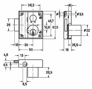 Afbeeldingen van JuNie® Draaistangslot opleg 7020 30mm zonder stang