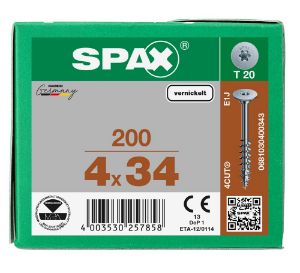 Afbeeldingen van SPAX Corpusschroef achterwandschroef T-STAR plus staal T20 4 x34