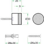 Afbeeldingen van Oxloc Deurstopper voor wandmontage rvs mat zwart 30 x 26 mm