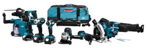 Afbeeldingen van Makita 18 v combiset voor (slag)schroeven, (klop)boren, slijpen, zagen en monteren en met multitool DLX8026TW1