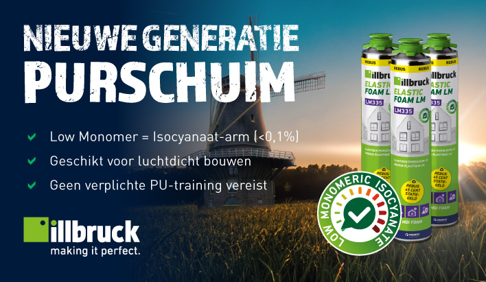 Illbruck - Nieuwe Generatie Purschuim, Low Monomer, Geschikt voor luchtdicht bouwen, Geen verplichte PU-training vereist.