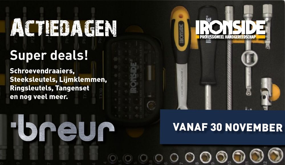 Ironside Tangenset, 4-delige set. De tangen zijn verchroomd en voorzien van zware twee-componenten handvatten.