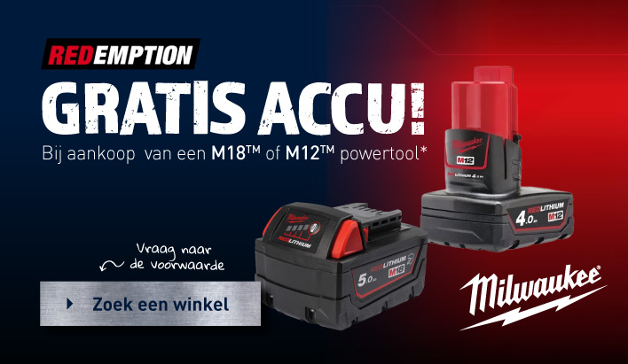 Milwaukee REDEmption Actie - GRATIS ACCU! Bij aankoop van een M18™ of M12™ powertools*